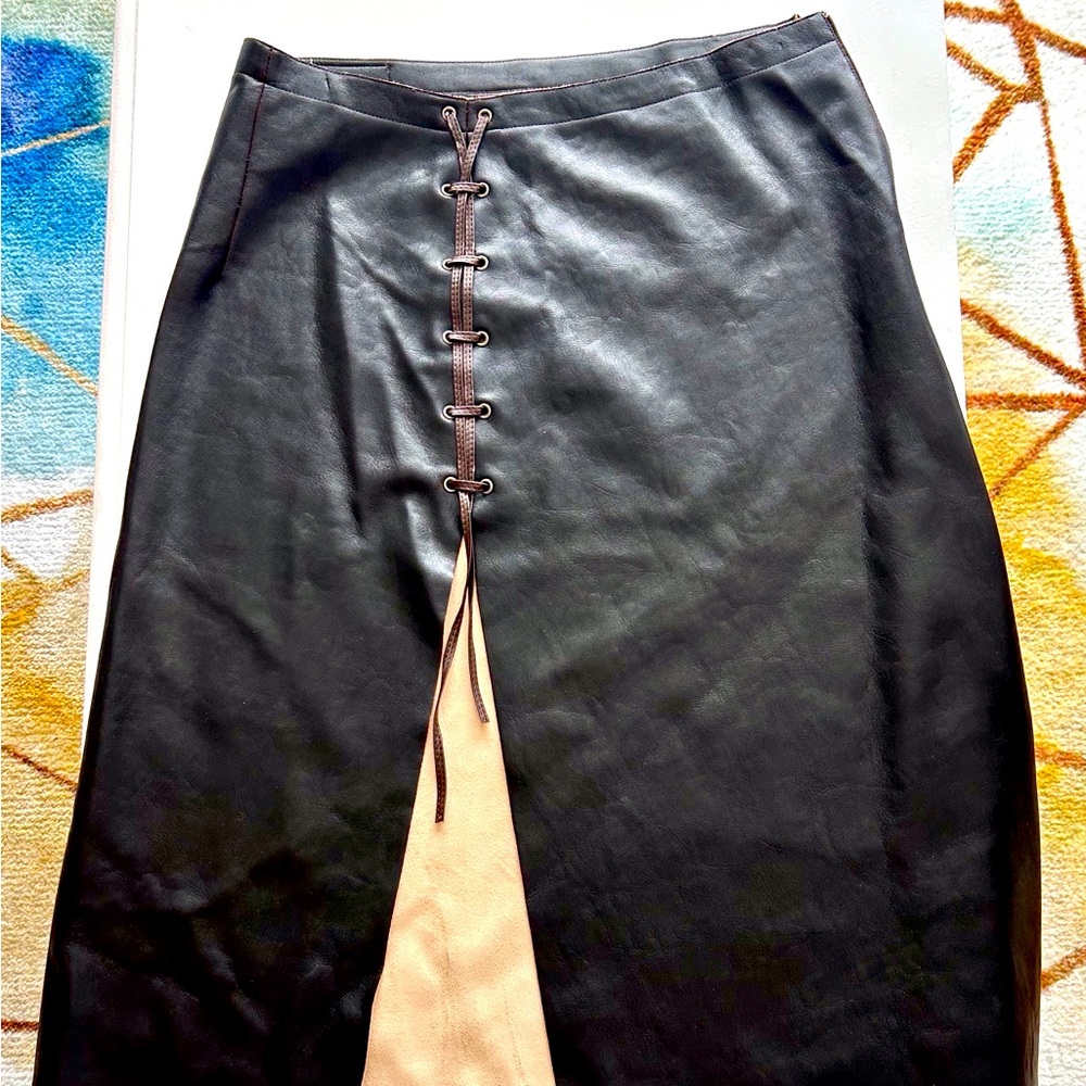Gianfranco Ferré Vintage Faux Leather A-Line Skirt